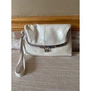 Vintage Chateau Faux Leather White Crocodile Embossed Clutch Purse